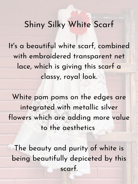 Shiny Silky White Scarf